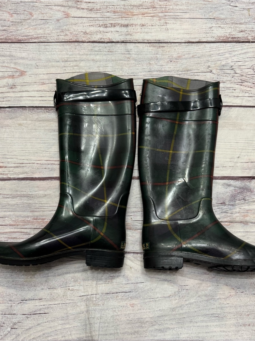 Lauren Ralph Lauren Tartan Plaid Rossalyn II Rainboots Size 8 - Picture 2 of 10